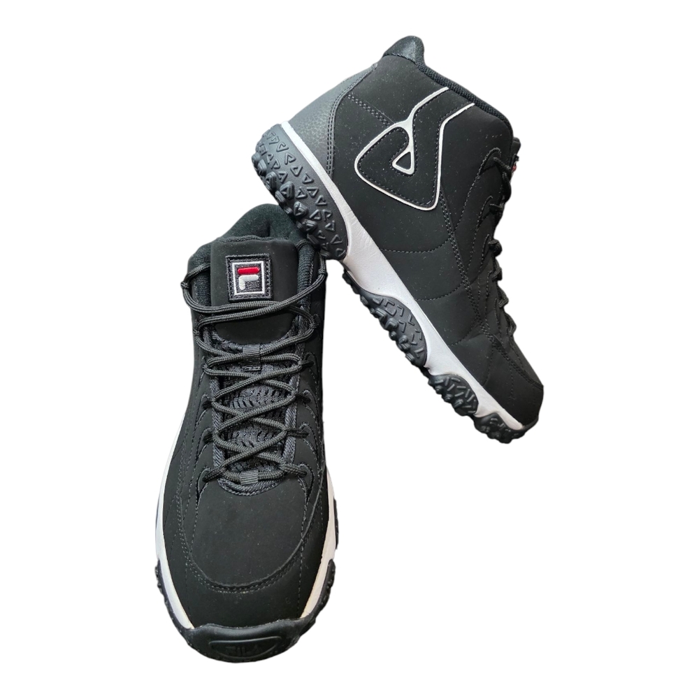 Fila Black and White High-Top Athletic Shoes with Durable Design